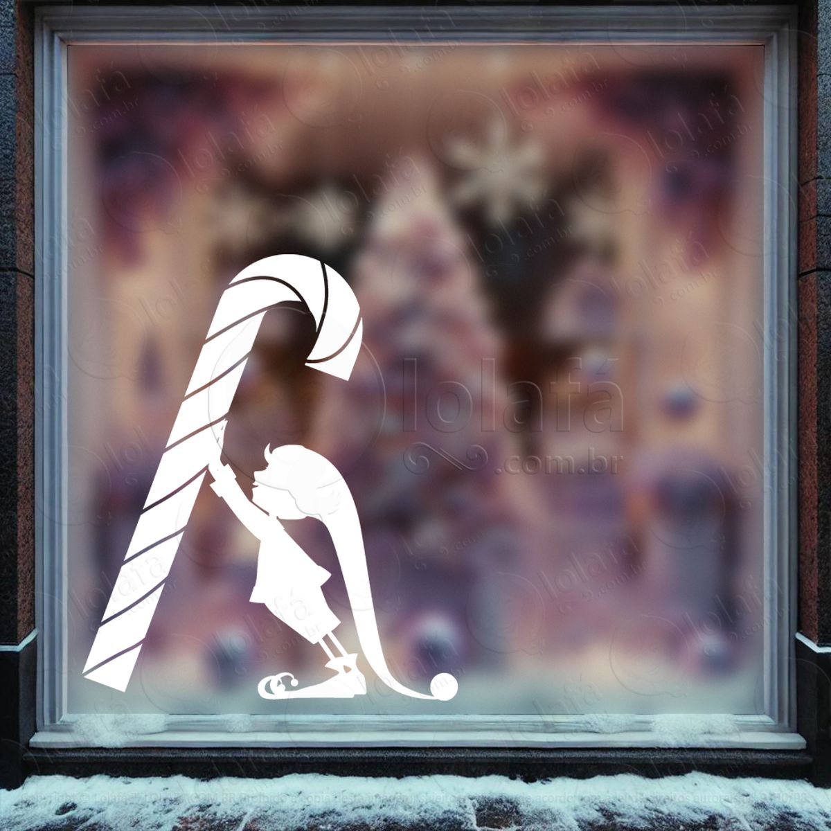 Duende Ajudante do Papai Noel Adesivo de Natal para Vitrine, Parede, Porta - Fácil Remoção Mod:604