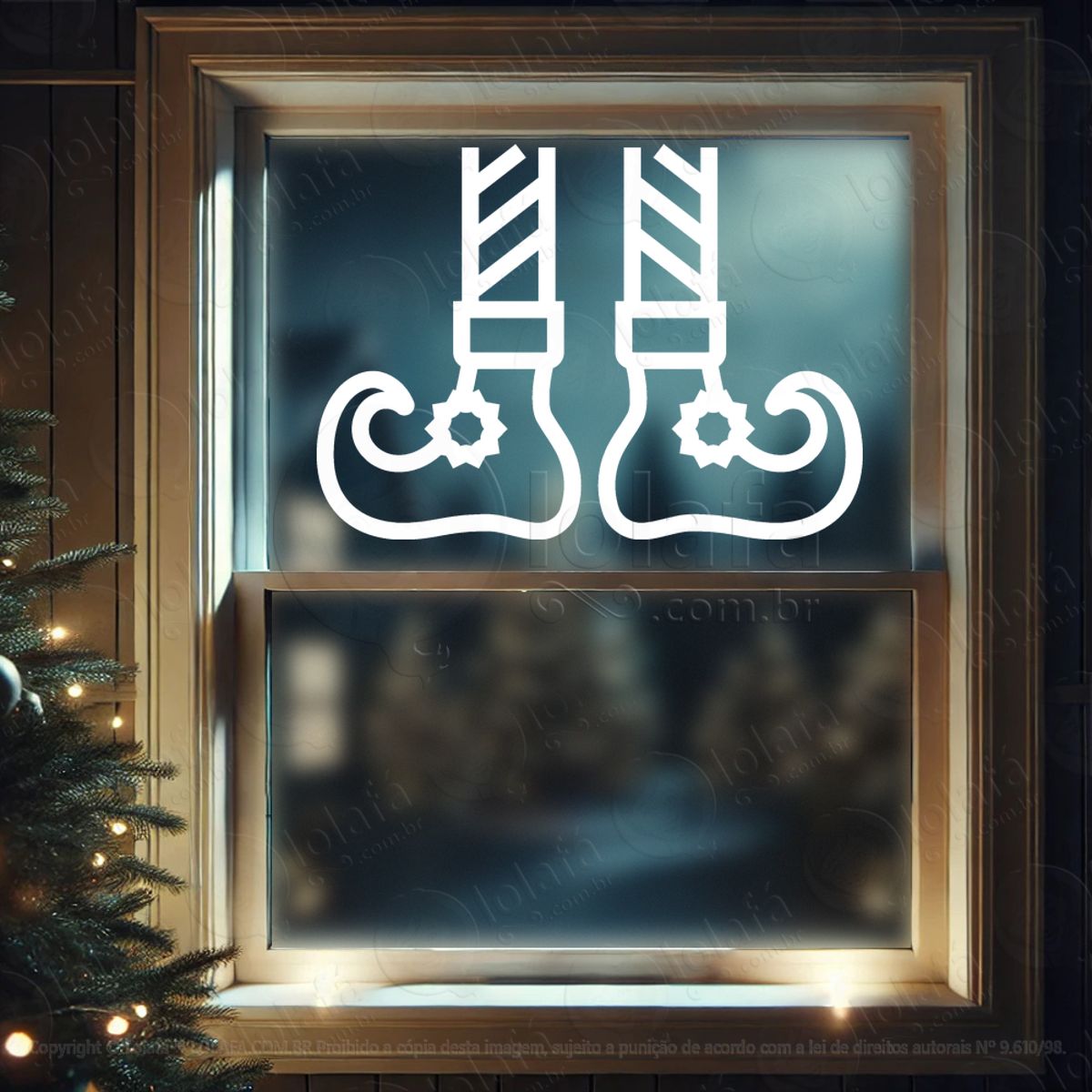 Pernas de Duende Ajudante do Noel Adesivo de Natal para Vitrine, Parede, Porta - Fácil Remoção Mod:605