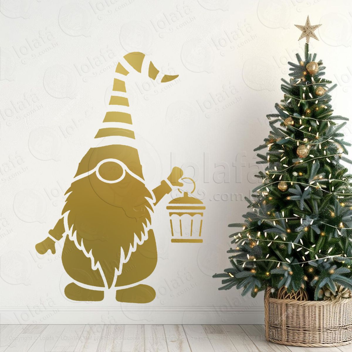 Gnomo Ajudante do Papai Noel Adesivo de Natal para Vitrine, Parede, Porta - Fácil Remoção Mod:607