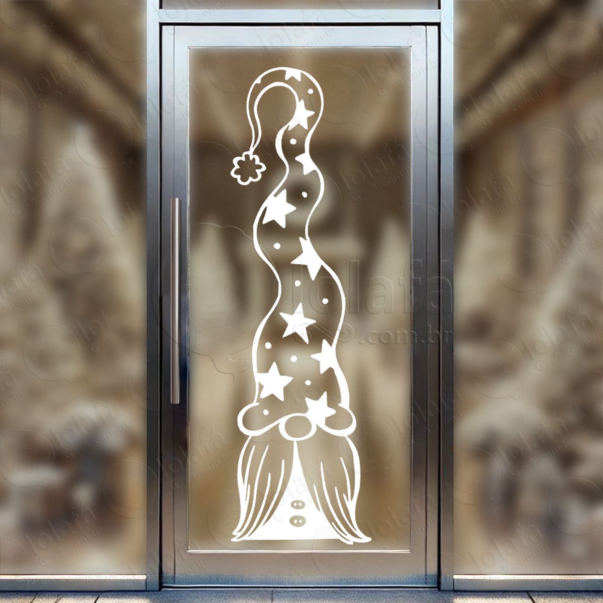 Gnomo Ajudante do Papai Noel Adesivo de Natal para Vitrine, Parede, Porta - Fácil Remoção Mod:608