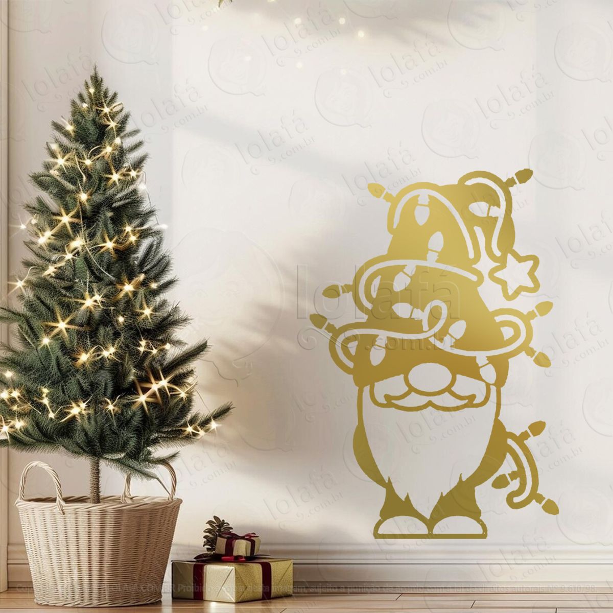 Gnomo Ajudante do Papai Noel Adesivo de Natal para Vitrine, Parede, Porta - Fácil Remoção Mod:610