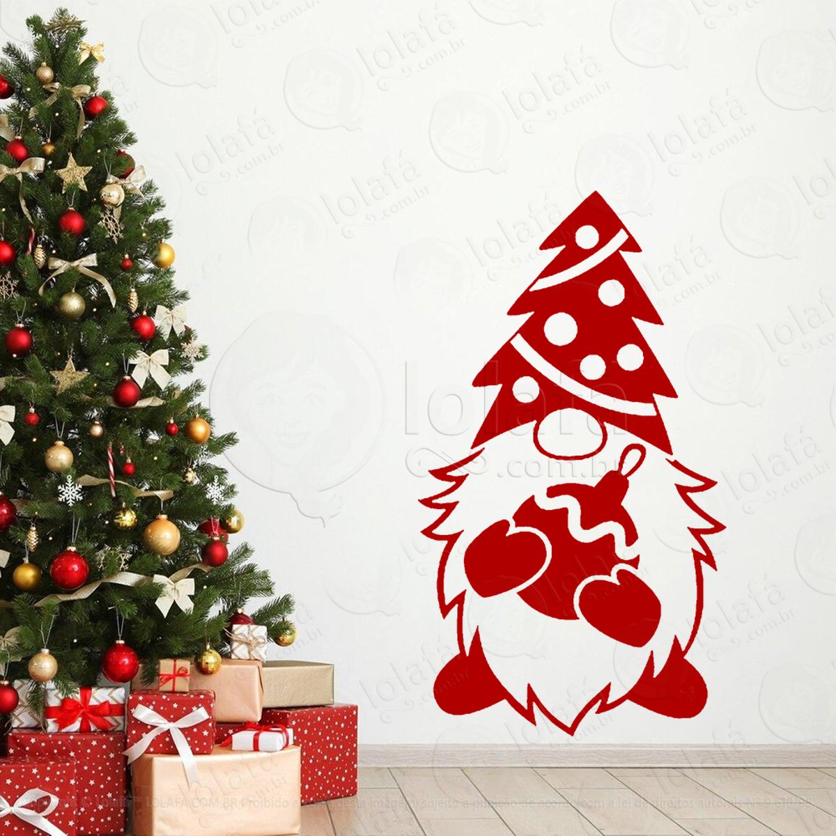 Gnomo Ajudante do Papai Noel Adesivo de Natal para Vitrine, Parede, Porta - Fácil Remoção Mod:612