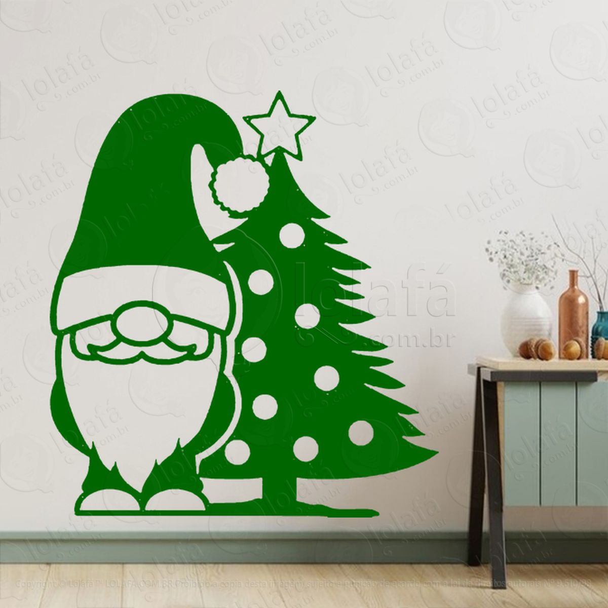 Gnomo Ajudante do Papai Noel Adesivo de Natal para Vitrine, Parede, Porta - Fácil Remoção Mod:613