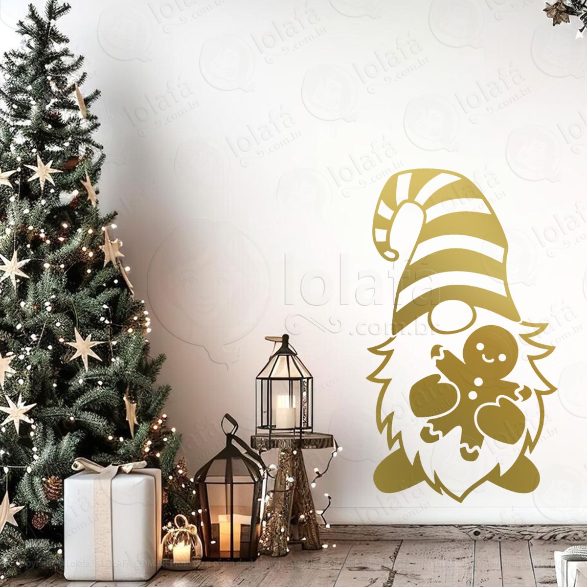 Gnomo Ajudante do Papai Noel Adesivo de Natal para Vitrine, Parede, Porta - Fácil Remoção Mod:617
