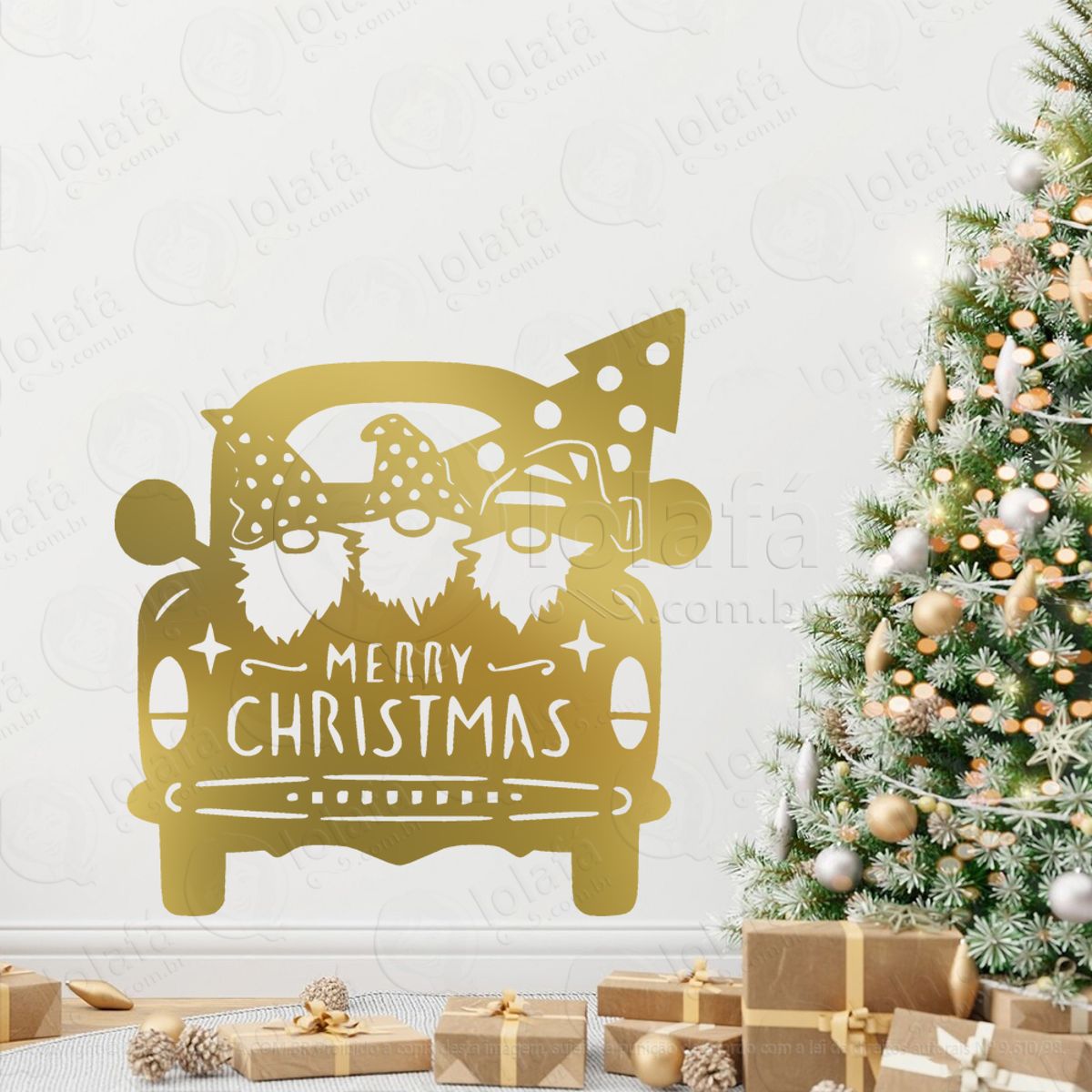 Gnomos Ajudantes do Papai Noel Adesivo de Natal para Vitrine, Parede, Porta - Fácil Remoção Mod:621