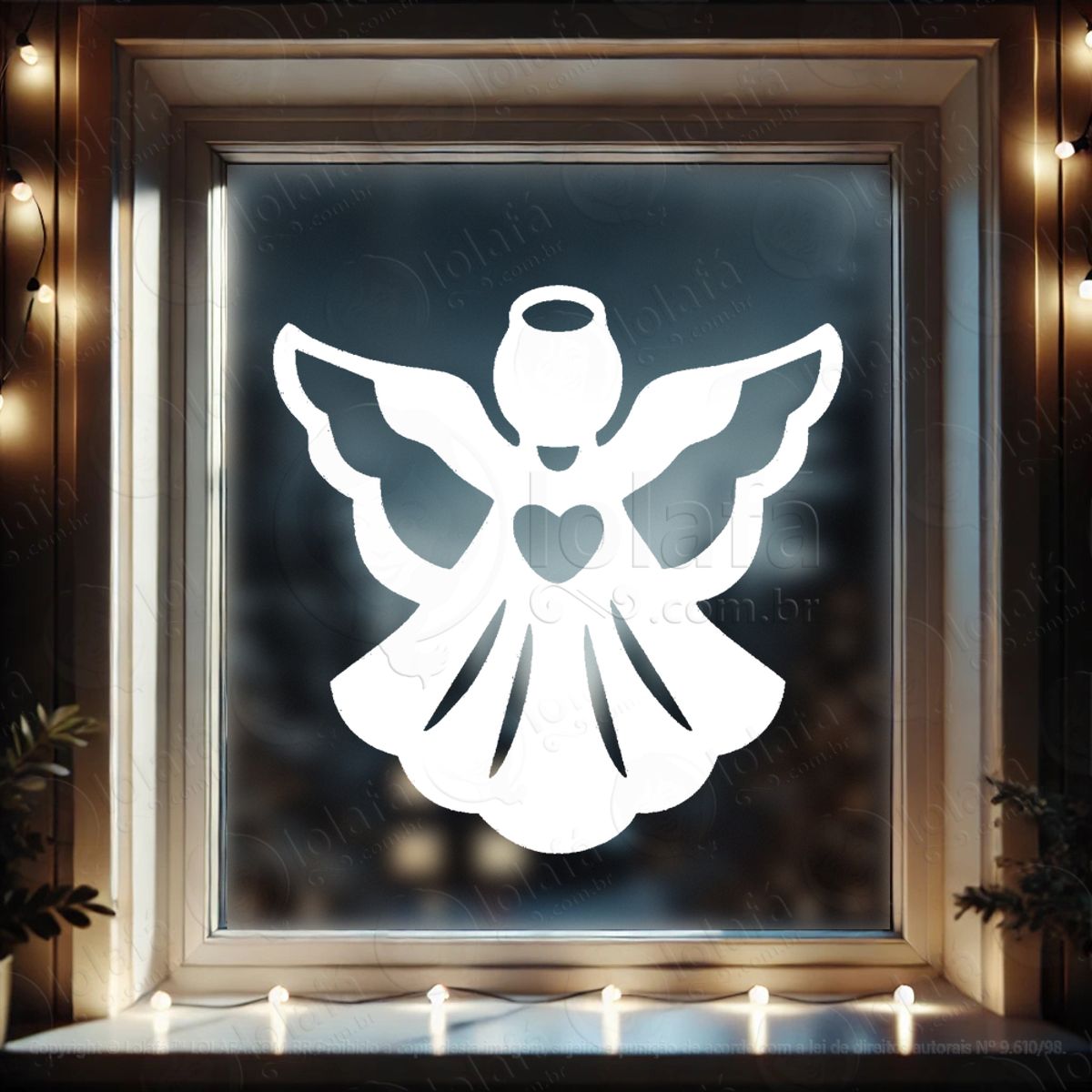 Anjo Adesivo de Natal para Vitrine, Parede, Porta - Fácil Remoção Mod:629