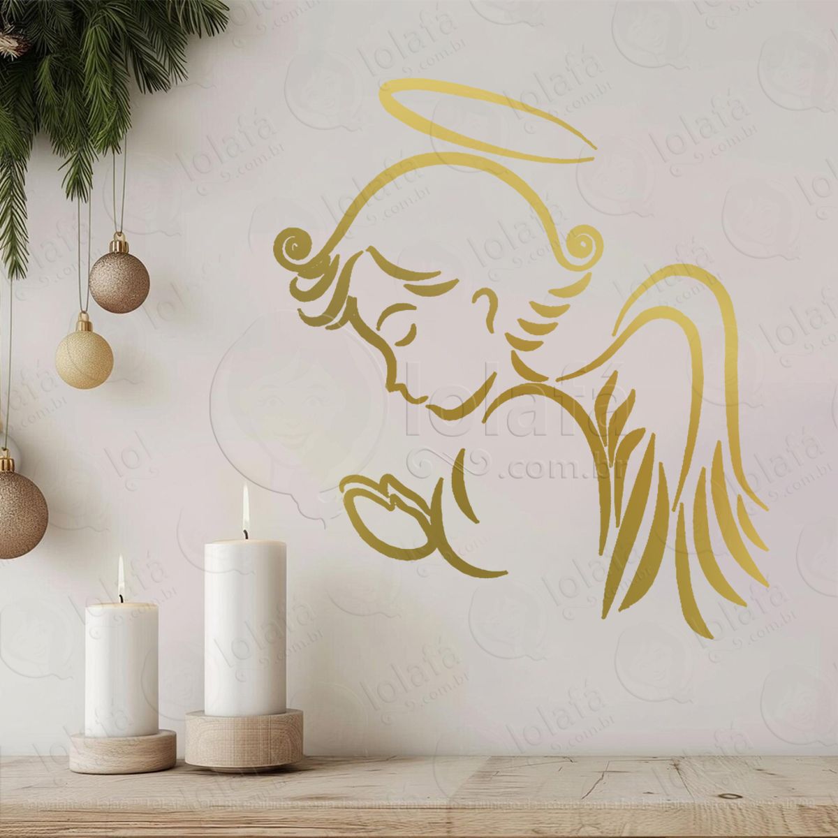 Anjo Adesivo de Natal para Vitrine, Parede, Porta - Fácil Remoção Mod:631