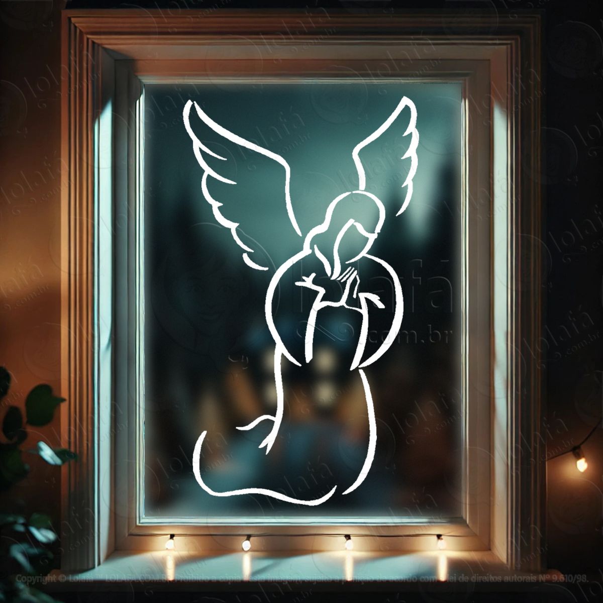 Anjo Adesivo de Natal para Vitrine, Parede, Porta - Fácil Remoção Mod:633