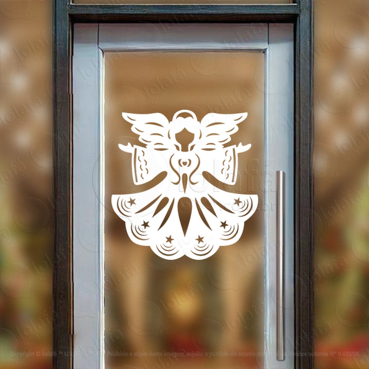 Anjo Adesivo de Natal para Vitrine, Parede, Porta - Fácil Remoção Mod:634