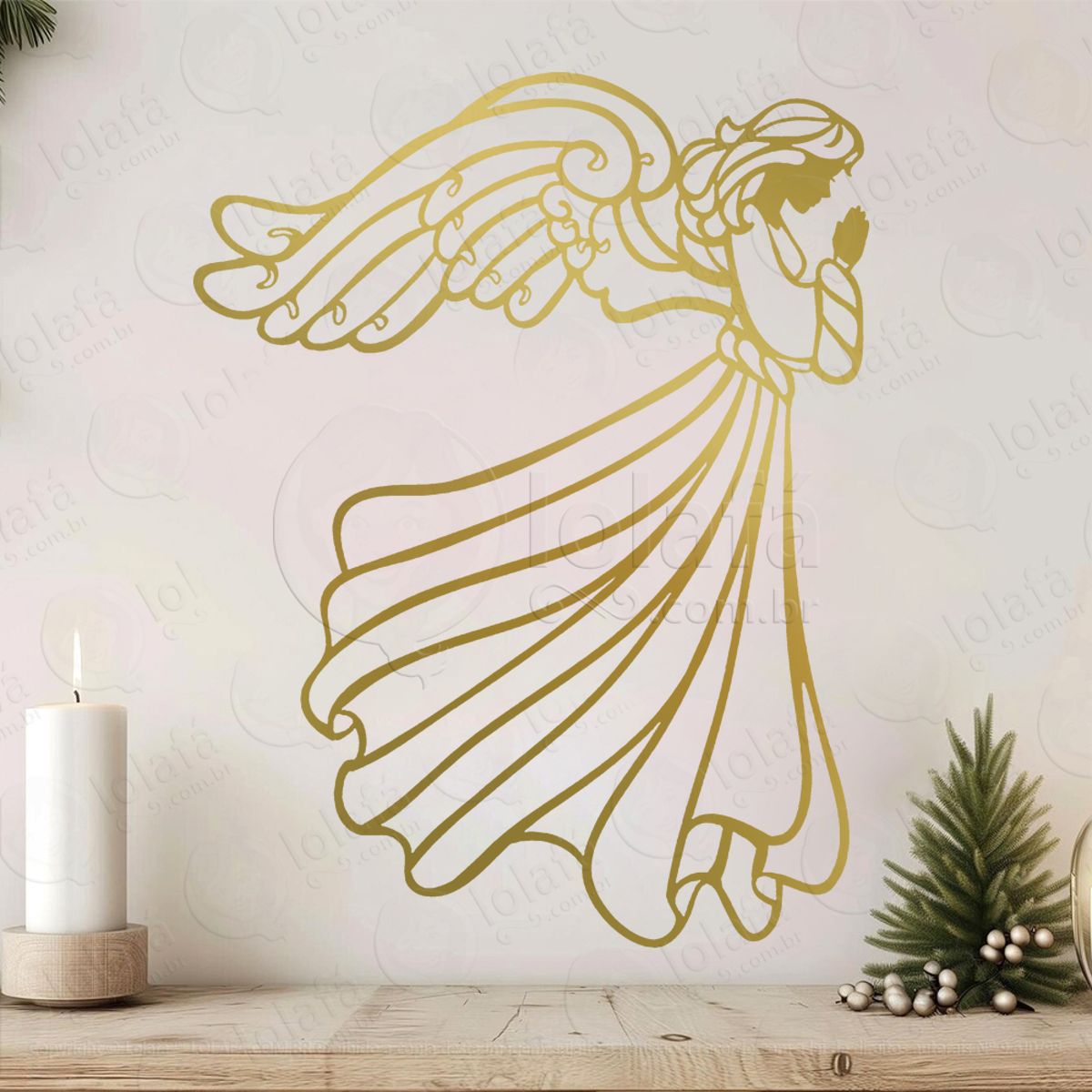 Anjo Adesivo de Natal para Vitrine, Parede, Porta - Fácil Remoção Mod:635
