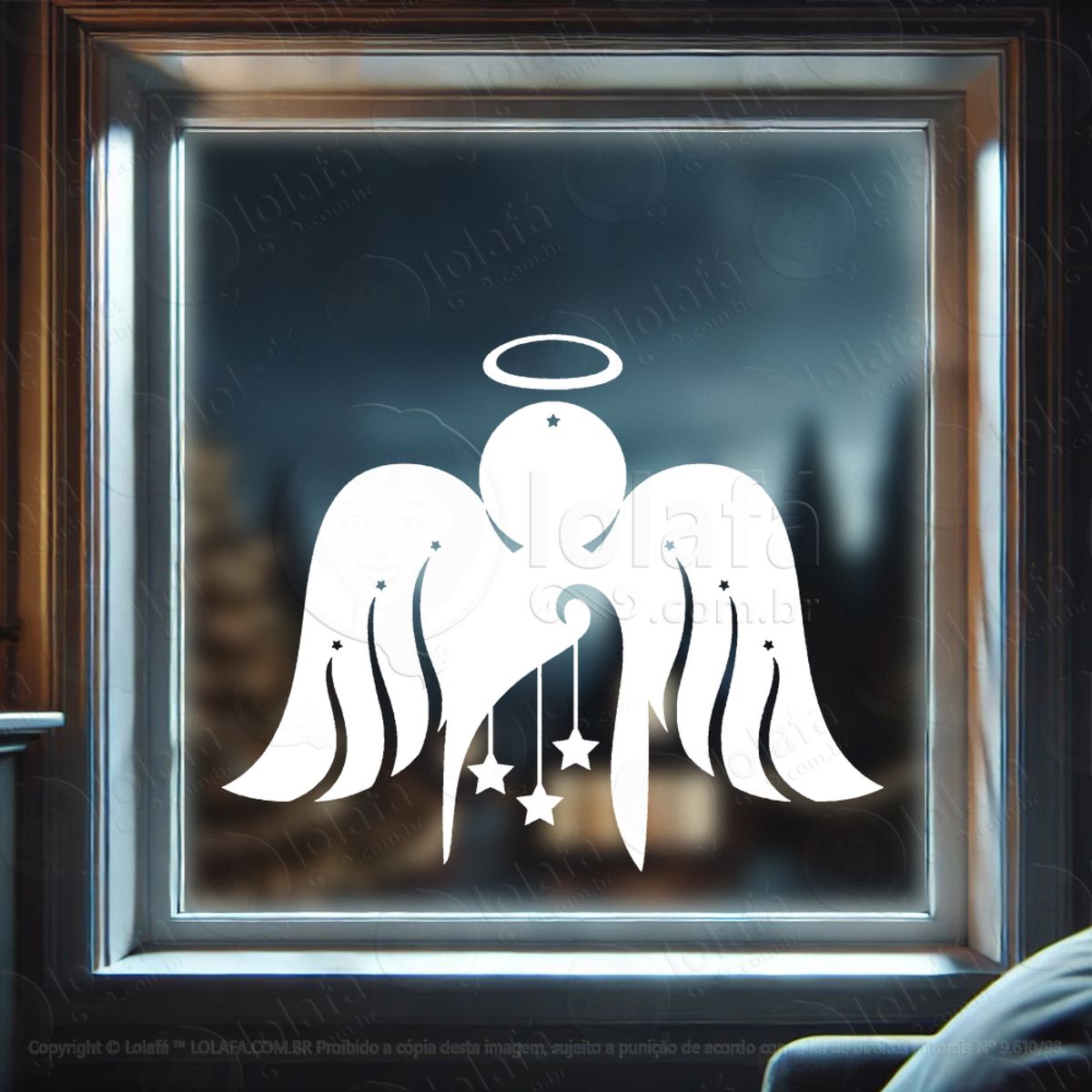 Anjo Adesivo de Natal para Vitrine, Parede, Porta - Fácil Remoção Mod:636