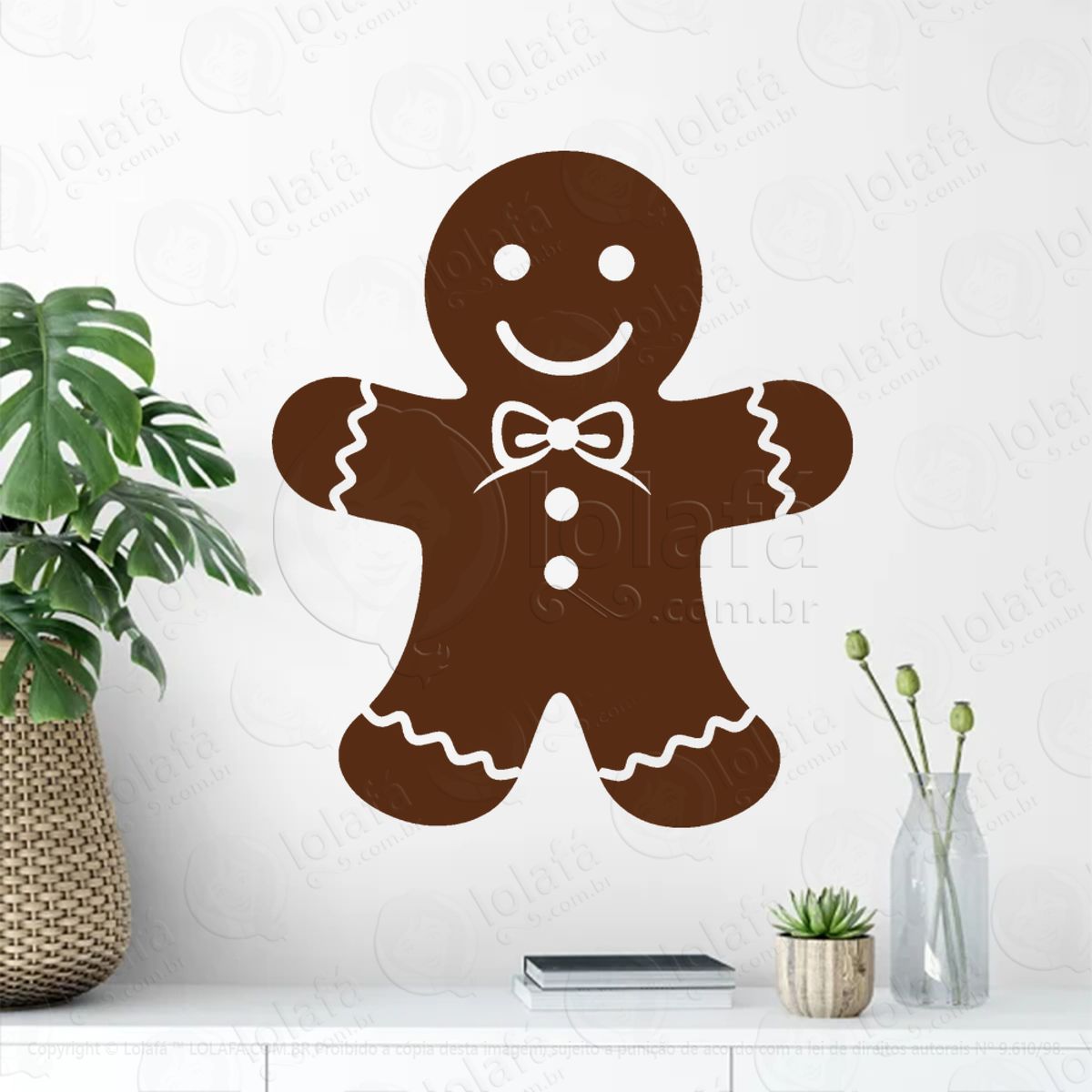 Biscoito de Gengibre Adesivo de Natal para Vitrine, Parede, Porta - Fácil Remoção Mod:650
