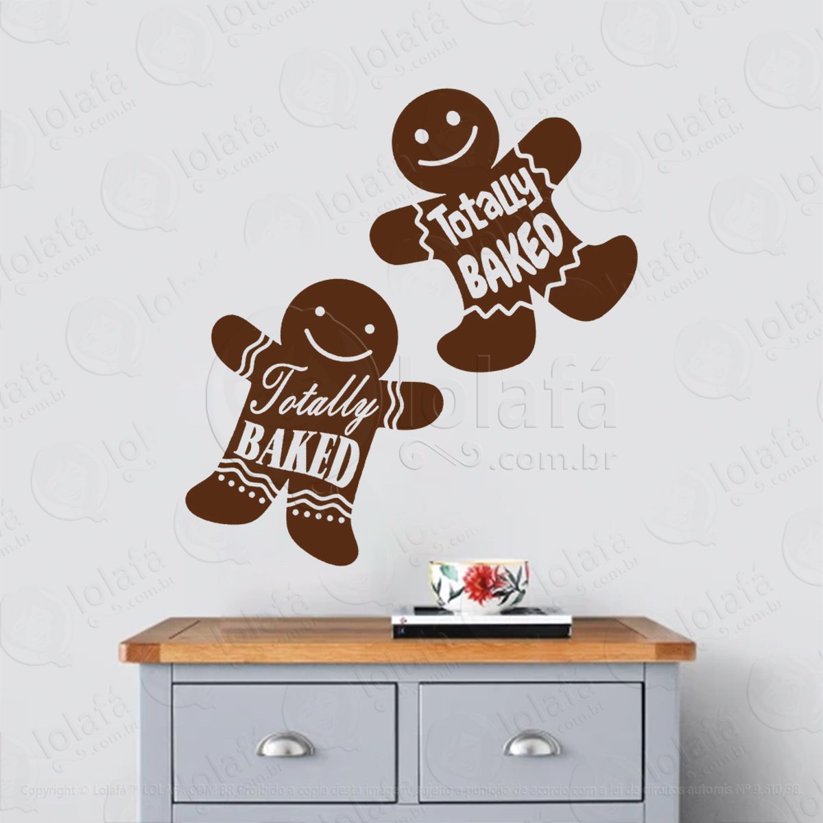 Biscoito de Gengibre Totally Baked Adesivo de Natal para Vitrine, Parede, Porta - Fácil Remoção Mod:653