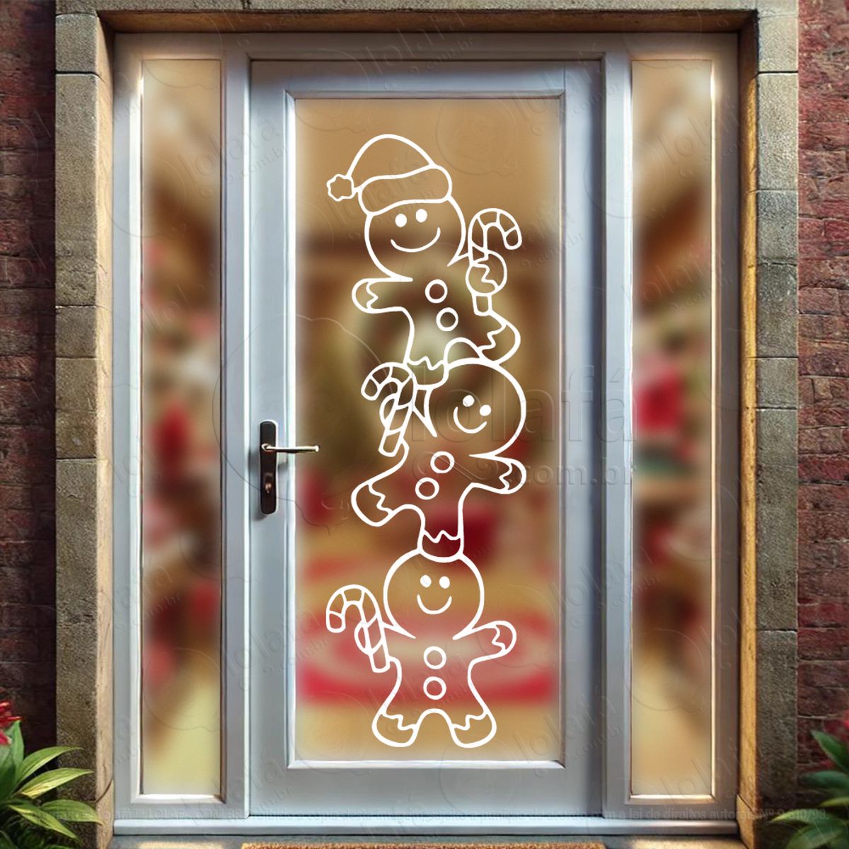 Biscoitos de Gengibre Adesivo de Natal para Vitrine, Parede, Porta - Fácil Remoção Mod:654