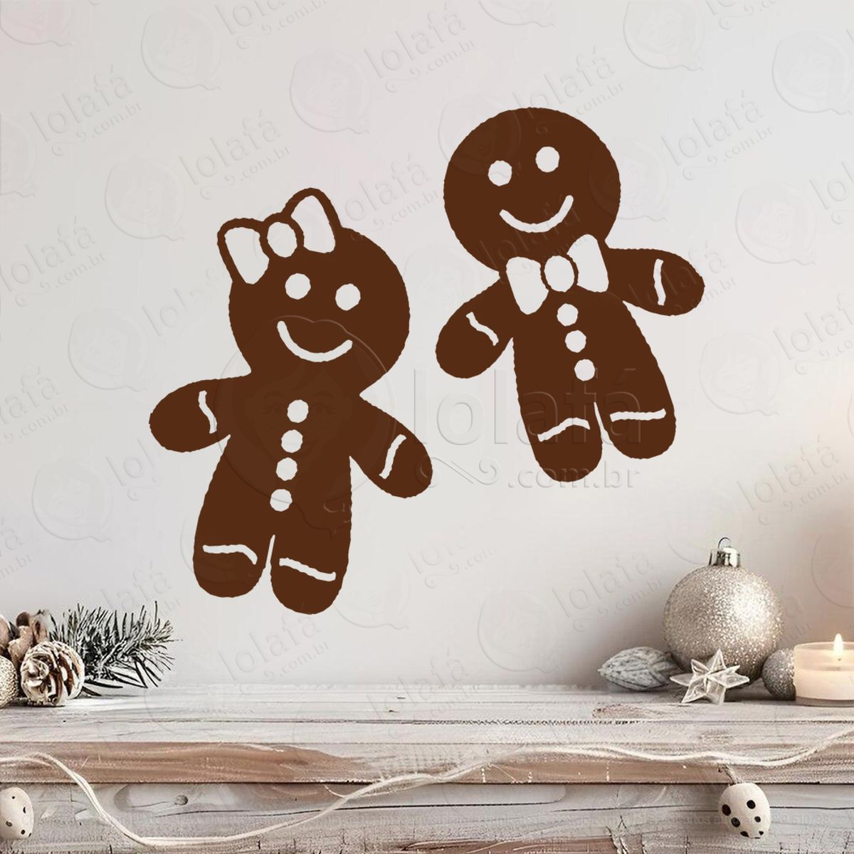 Biscoitos de Gengibre Adesivo de Natal para Vitrine, Parede, Porta - Fácil Remoção Mod:655