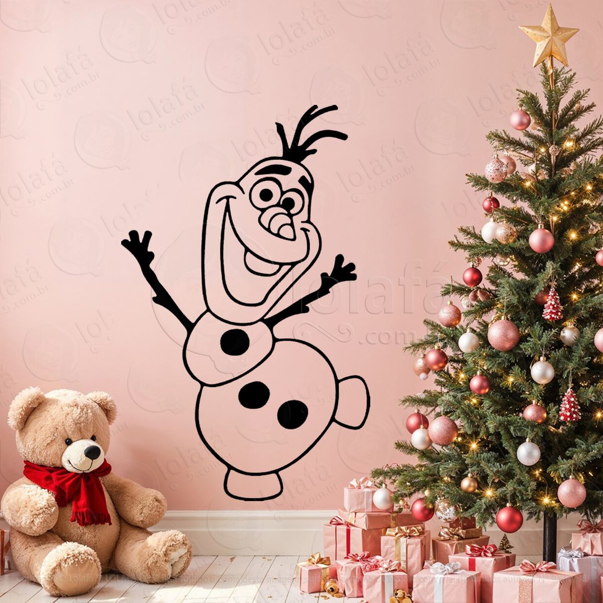 Boneco de Neve Adesivo de Natal para Vitrine, Parede, Porta - Fácil Remoção Mod:658