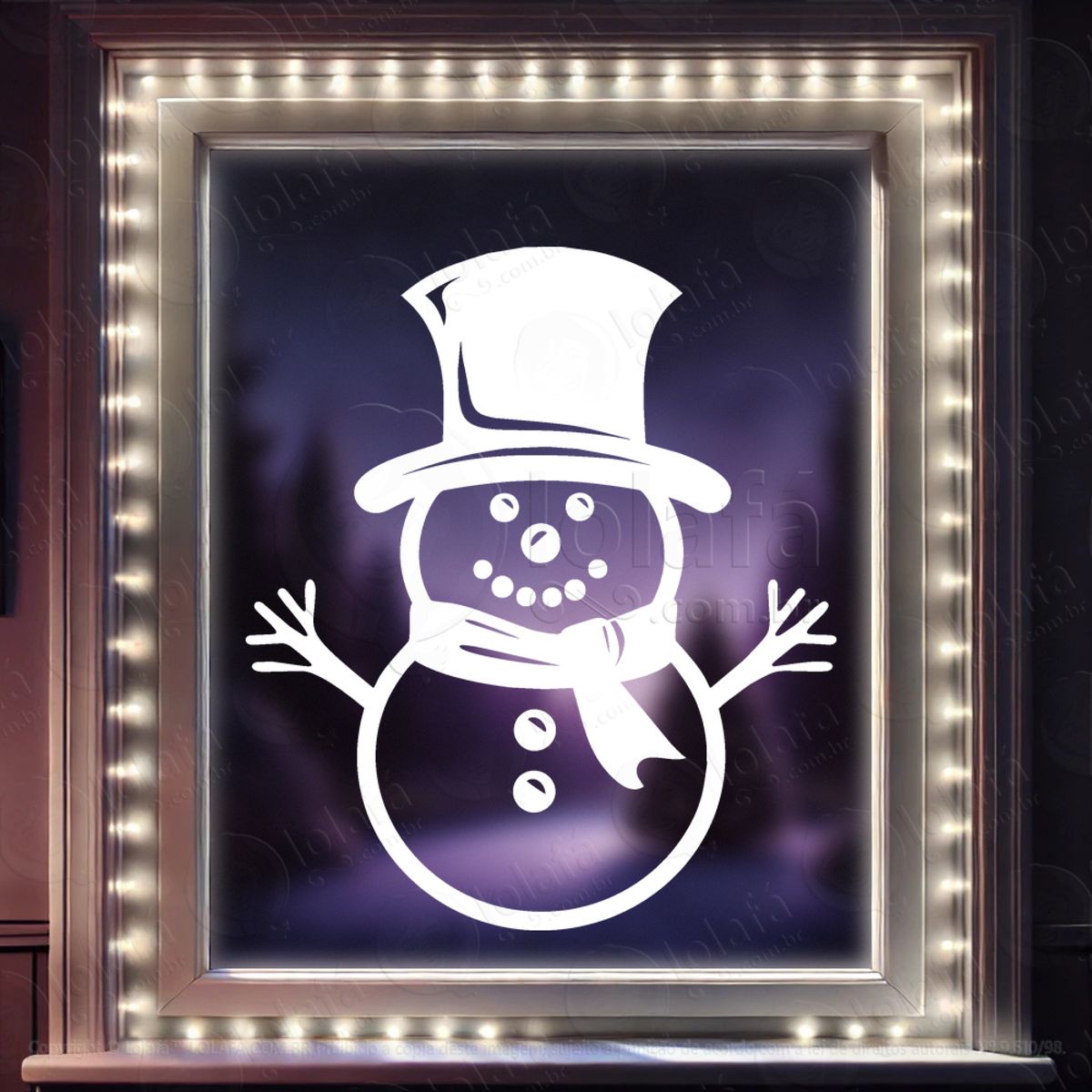 Boneco de Neve Adesivo de Natal para Vitrine, Parede, Porta - Fácil Remoção Mod:659