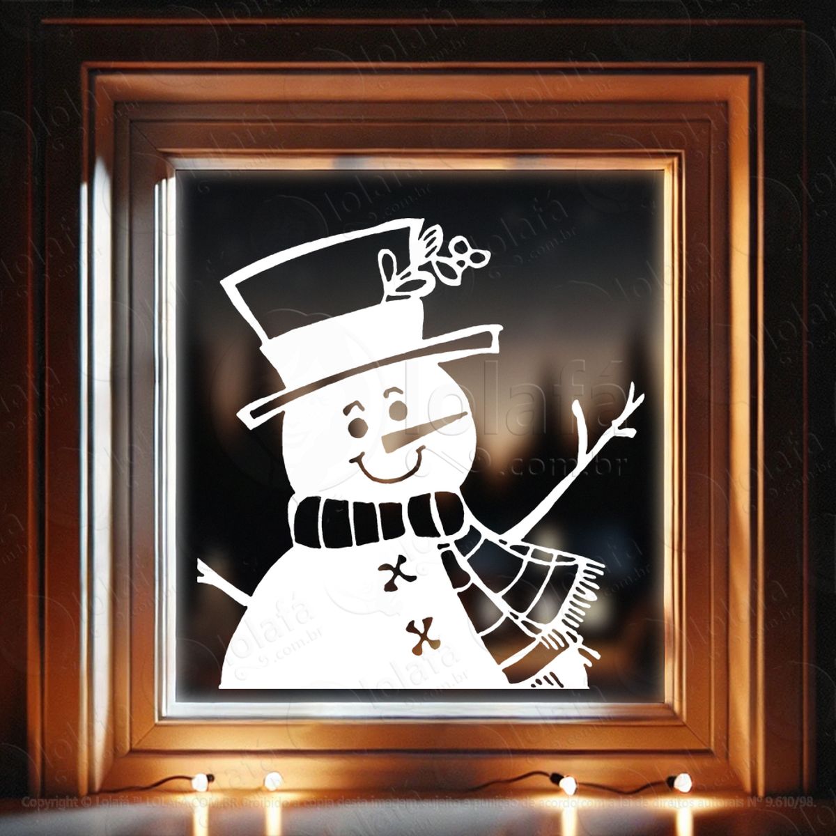 Boneco de Neve Adesivo de Natal para Vitrine, Parede, Porta - Fácil Remoção Mod:663
