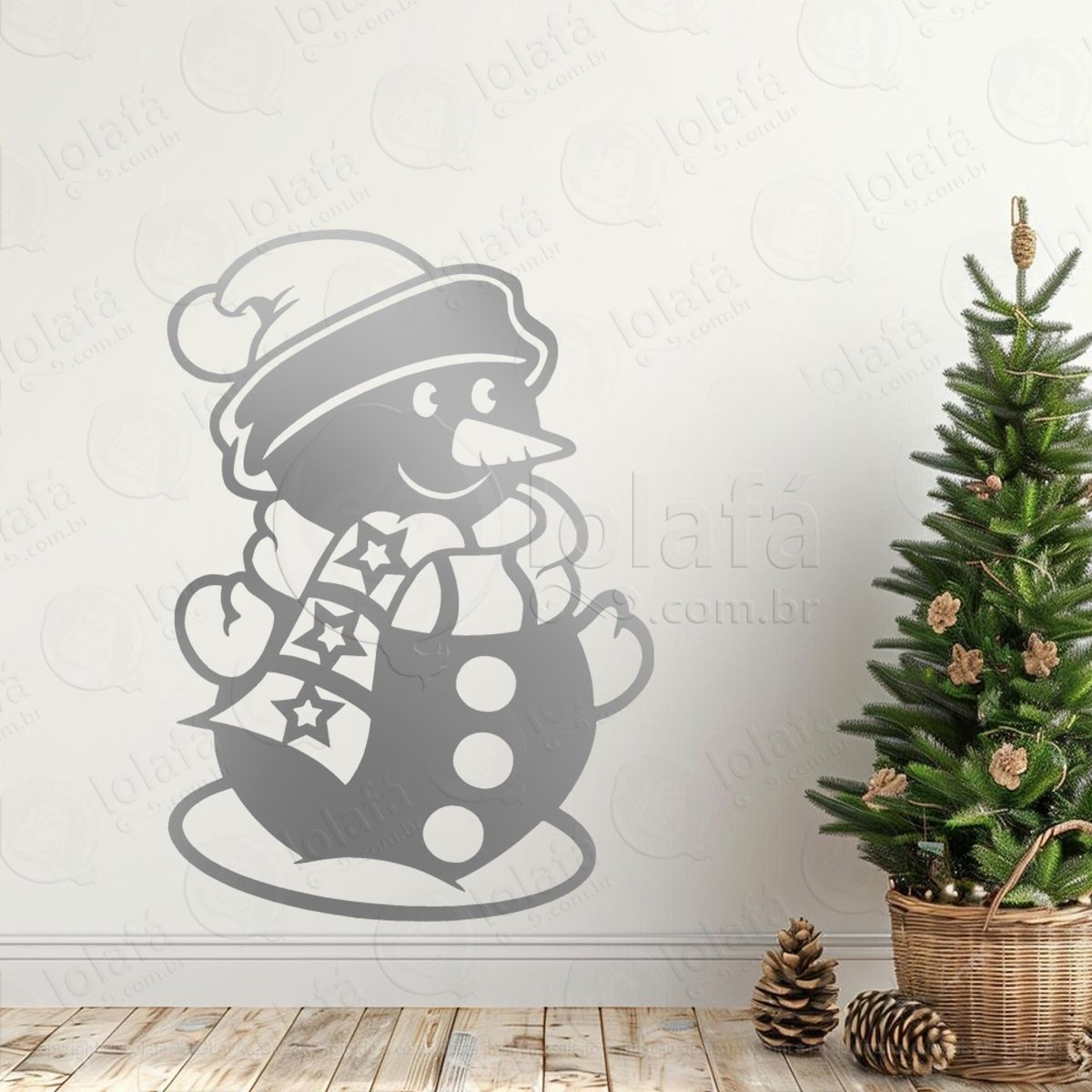 Boneco de Neve Adesivo de Natal para Vitrine, Parede, Porta - Fácil Remoção Mod:665