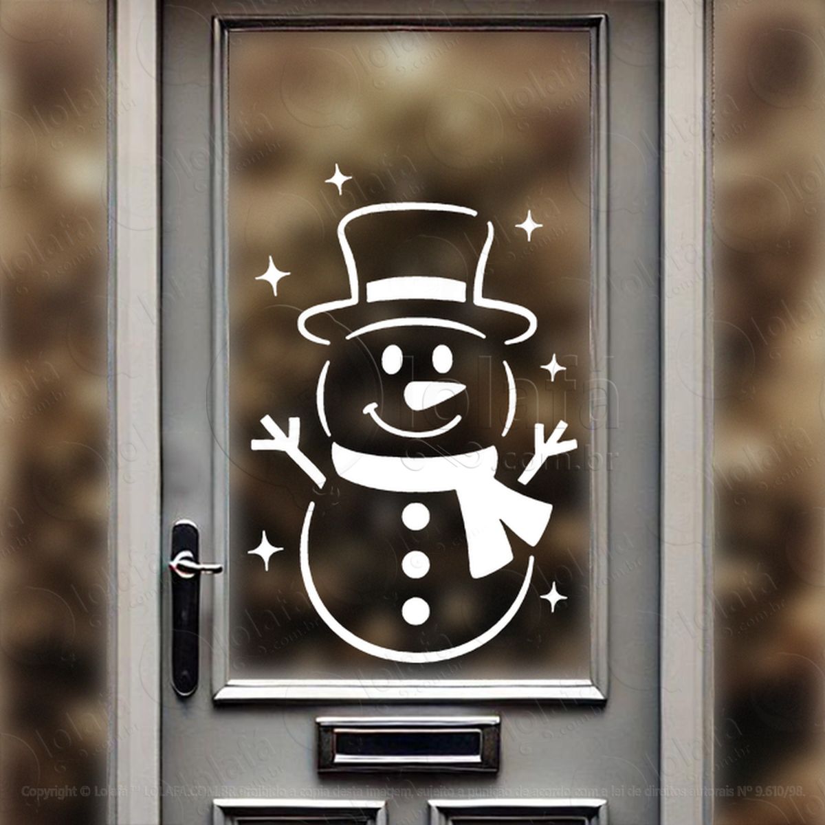 Boneco de Neve Adesivo de Natal para Vitrine, Parede, Porta - Fácil Remoção Mod:666