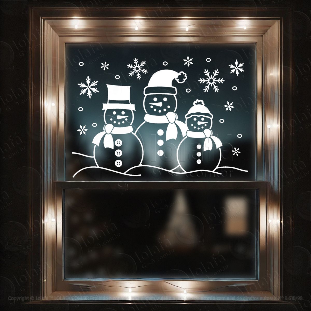 Bonecos de Neve e Flocos de Neve Adesivo de Natal para Vitrine, Parede, Porta - Fácil Remoção Mod:678