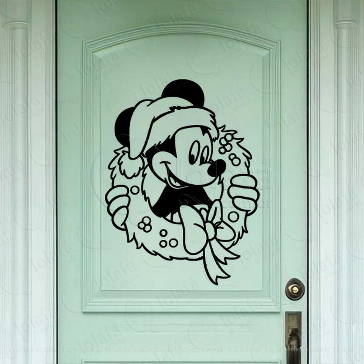 Guirlanda com Mickey Adesivo de Natal para Vitrine, Parede, Porta - Fácil Remoção Mod:715