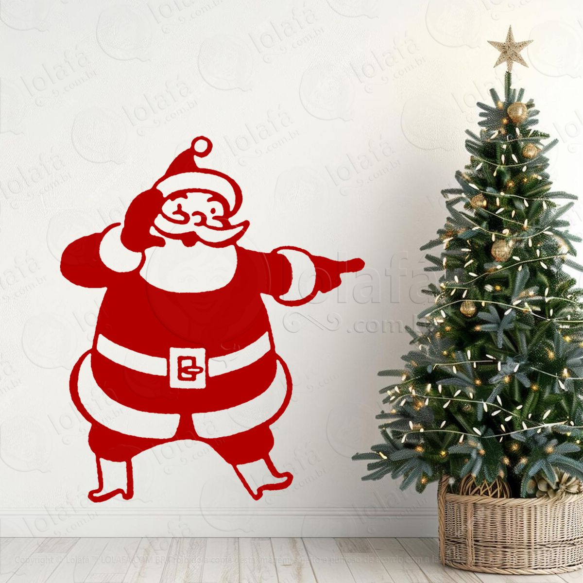 Papai Noel Adesivo de Natal para Vitrine, Parede, Porta - Fácil Remoção Mod:725