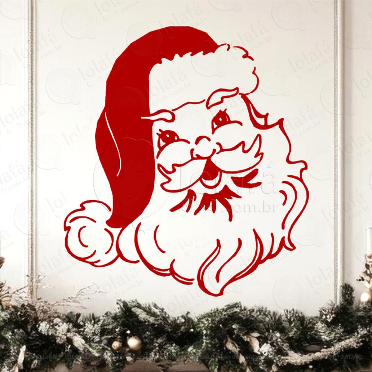 Papai Noel Adesivo de Natal para Vitrine, Parede, Porta - Fácil Remoção Mod:726