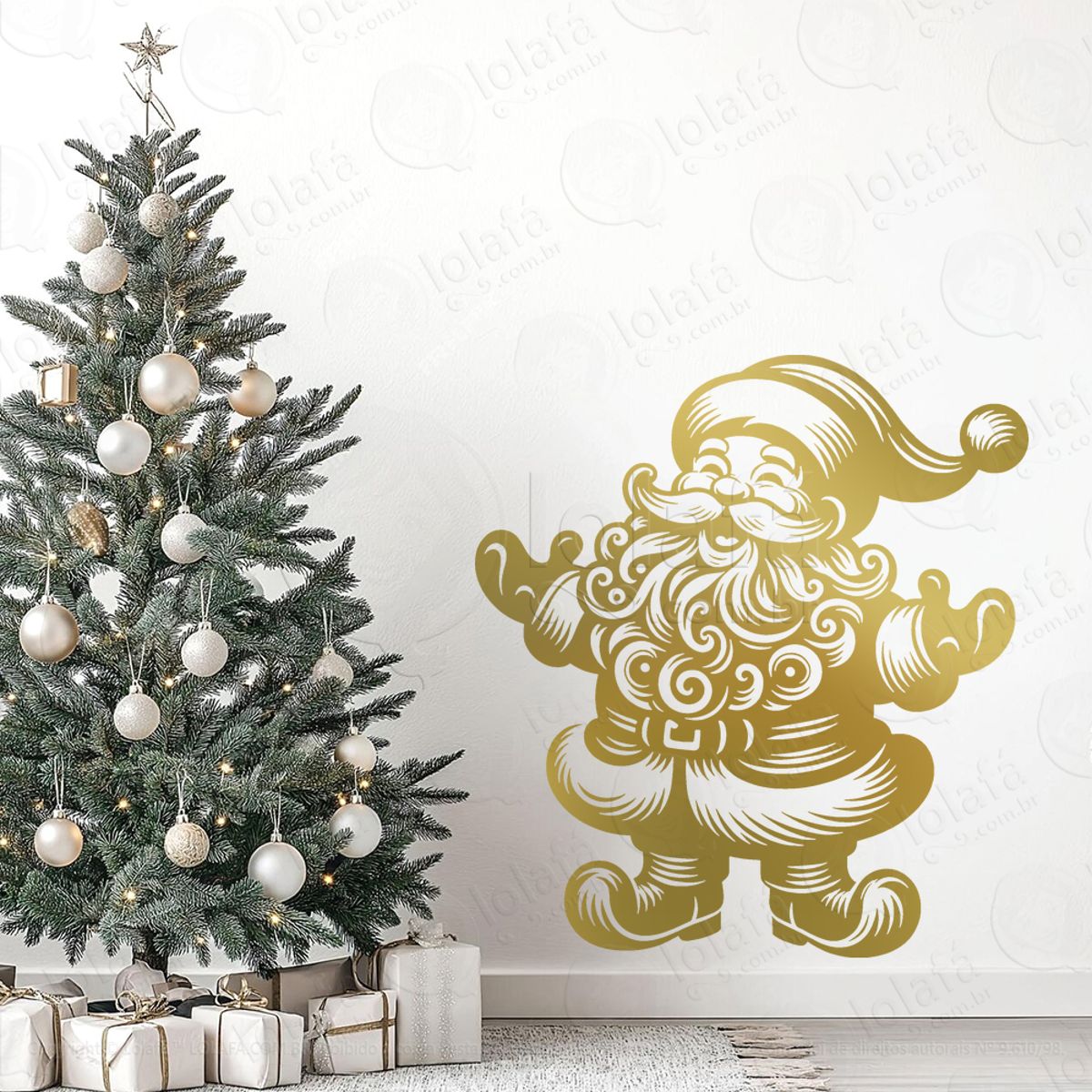 Papai Noel Adesivo de Natal para Vitrine, Parede, Porta - Fácil Remoção Mod:727