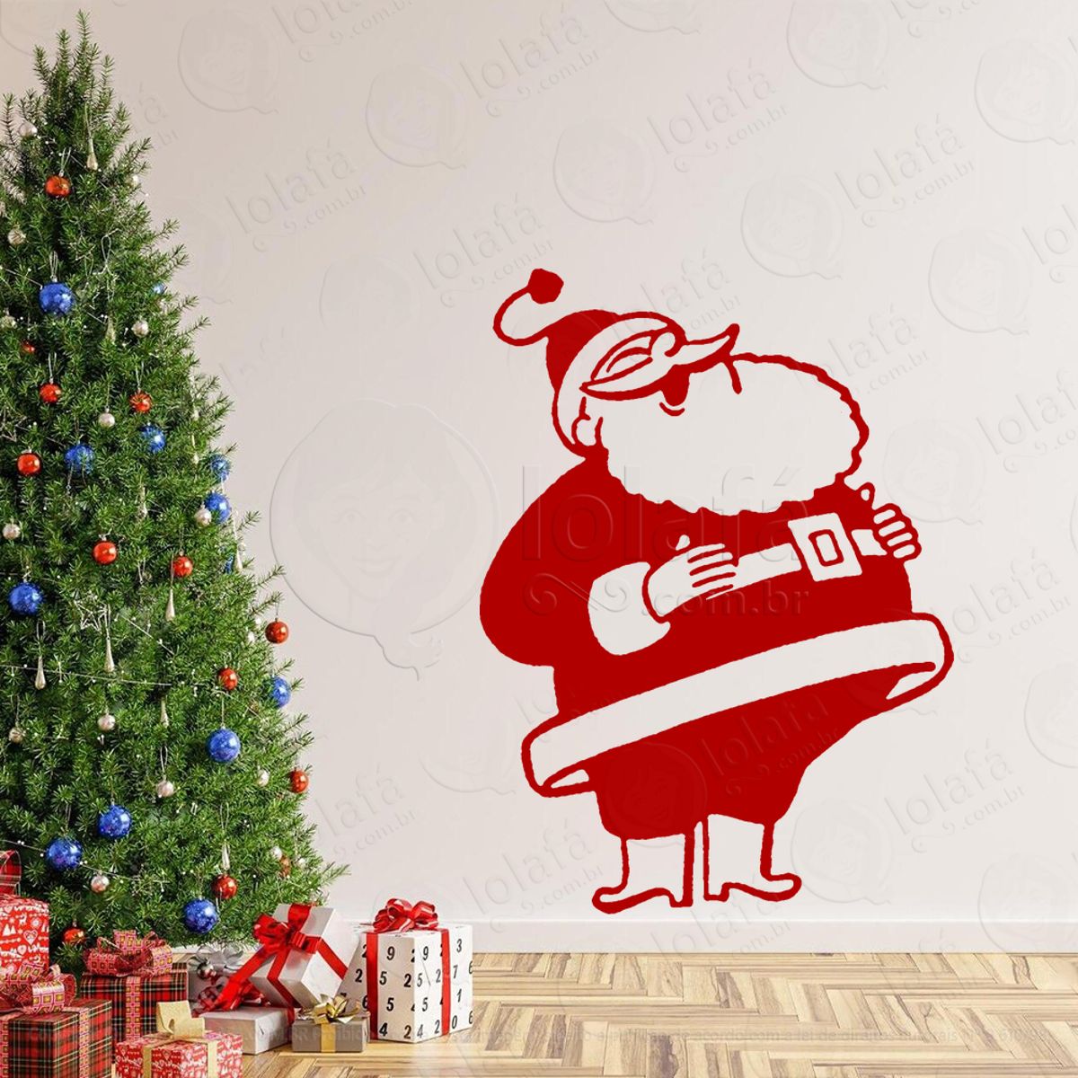 Papai Noel Adesivo de Natal para Vitrine, Parede, Porta - Fácil Remoção Mod:729