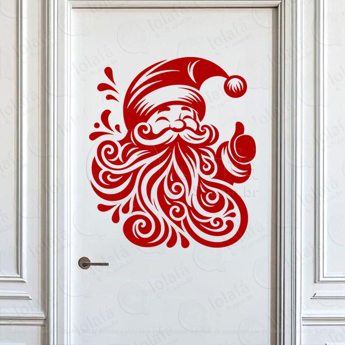 Papai Noel Adesivo de Natal para Vitrine, Parede, Porta - Fácil Remoção Mod:731