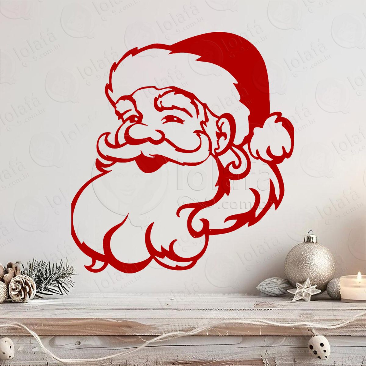 Papai Noel Adesivo de Natal para Vitrine, Parede, Porta - Fácil Remoção Mod:732