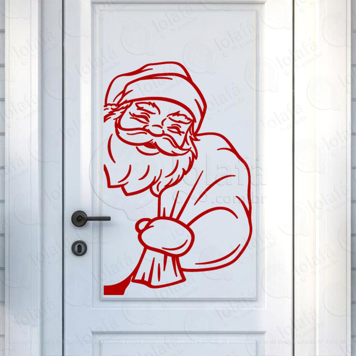 Papai Noel com Sacola de Presentes Adesivo de Natal para Vitrine, Parede, Porta - Fácil Remoção Mod:734