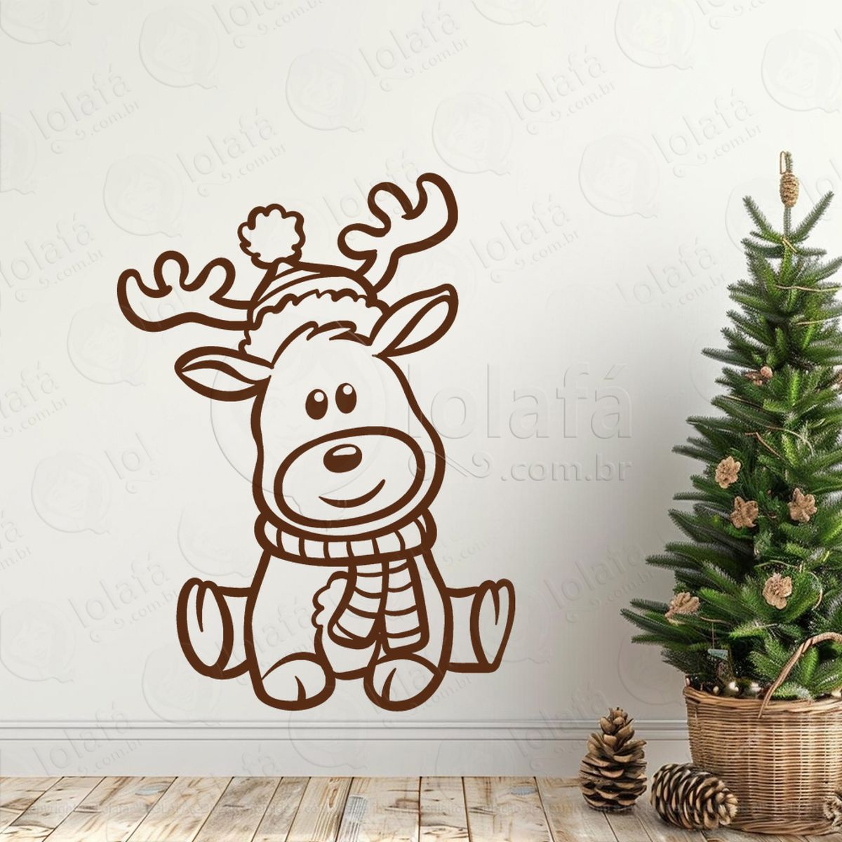 Rena do Natal Adesivo de Natal para Vitrine, Parede, Porta - Fácil Remoção Mod:819