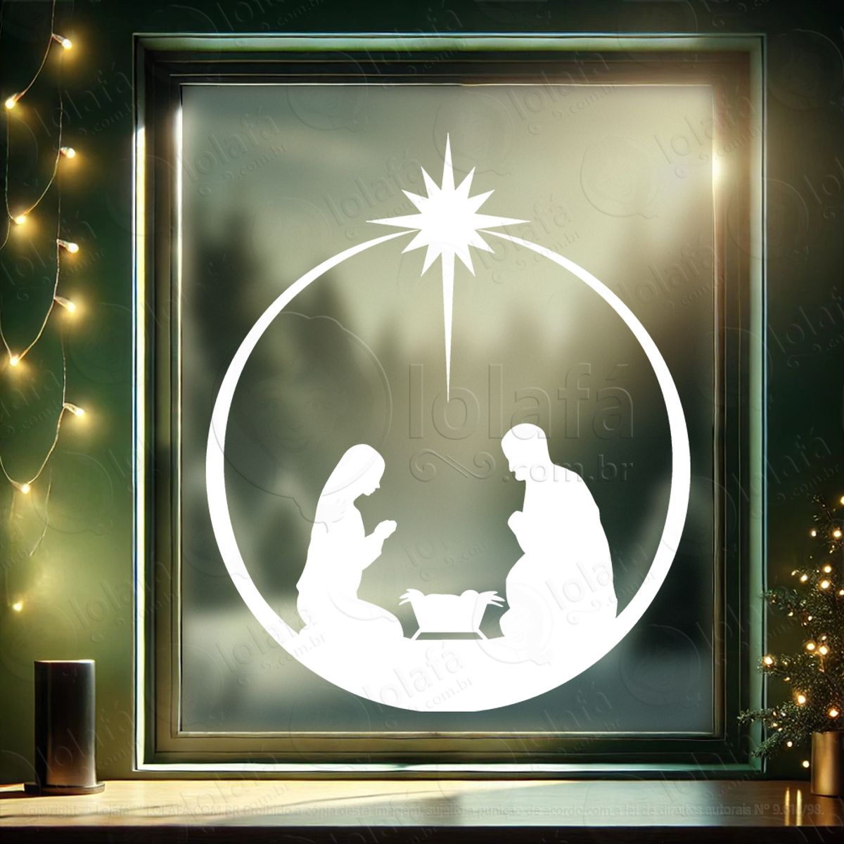 Presépio Noite Sagrada Adesivo de Natal para Vitrine, Parede, Porta - Fácil Remoção Mod:856