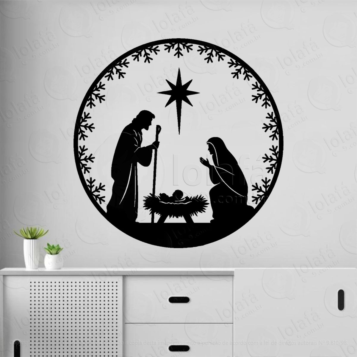 Presépio Nascimento do Menino Jesus Adesivo de Natal para Vitrine, Parede, Porta - Fácil Remoção Mod:857