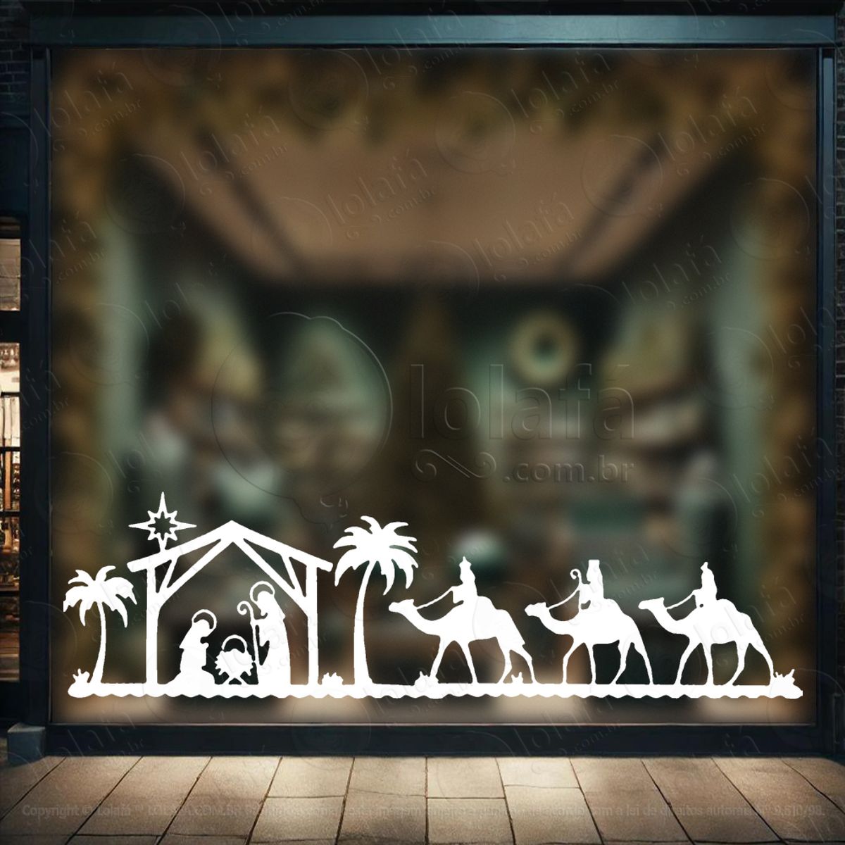 Presépio Noite Sagrada Adesivo de Natal para Vitrine, Parede, Porta - Fácil Remoção Mod:863