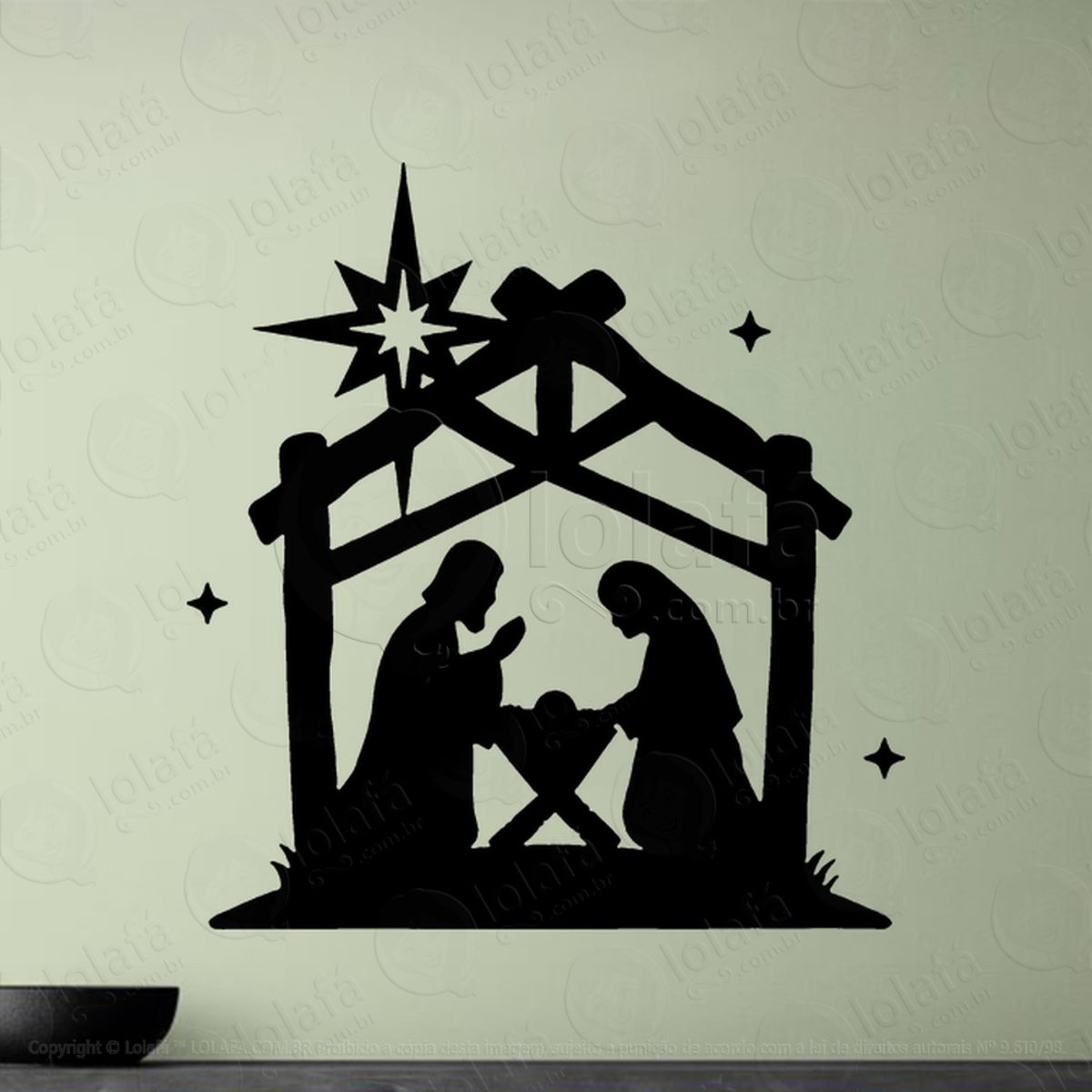 Presépio Nascimento do Menino Jesus Adesivo de Natal para Vitrine, Parede, Porta - Fácil Remoção Mod:875