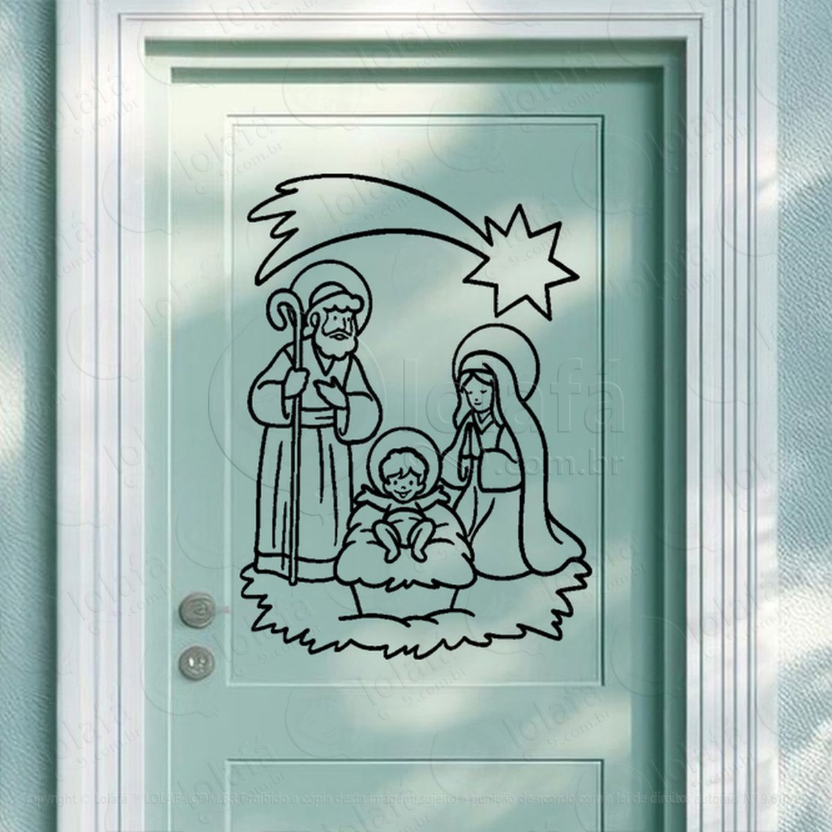 Presépio Noite Sagrada Adesivo de Natal para Vitrine, Parede, Porta - Fácil Remoção Mod:880
