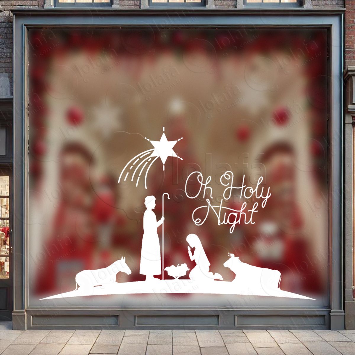 Presépio Nascimento do Menino Jesus Adesivo de Natal para Vitrine, Parede, Porta - Fácil Remoção Mod:884