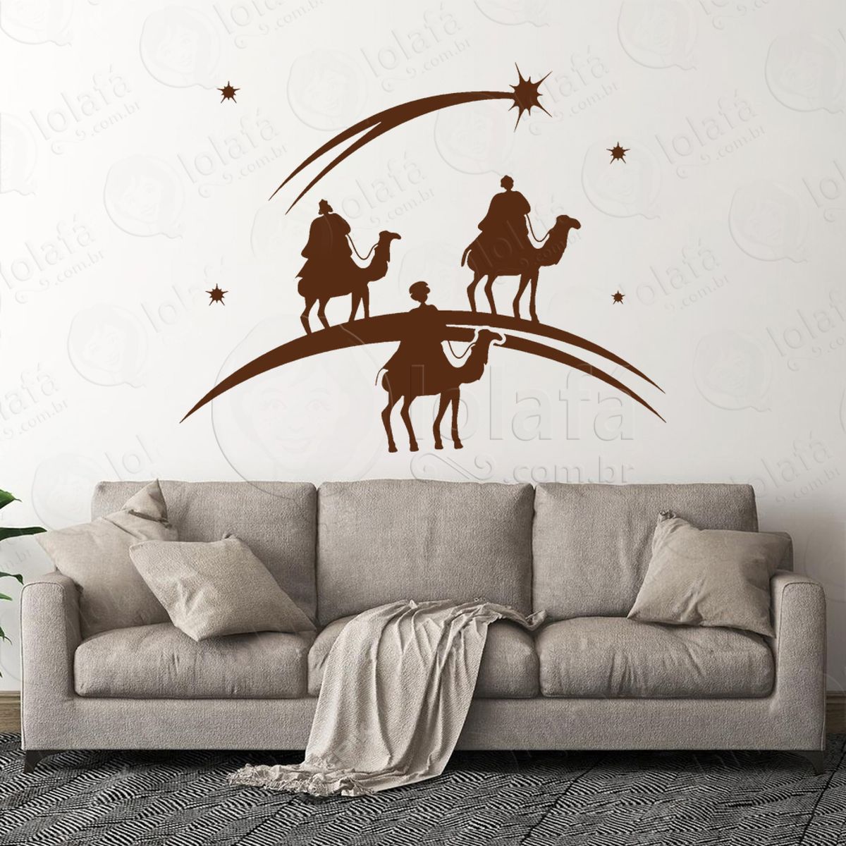 Três Reis Magos e Estrela de Belém Adesivo de Natal para Vitrine, Parede, Porta - Fácil Remoção Mod:896