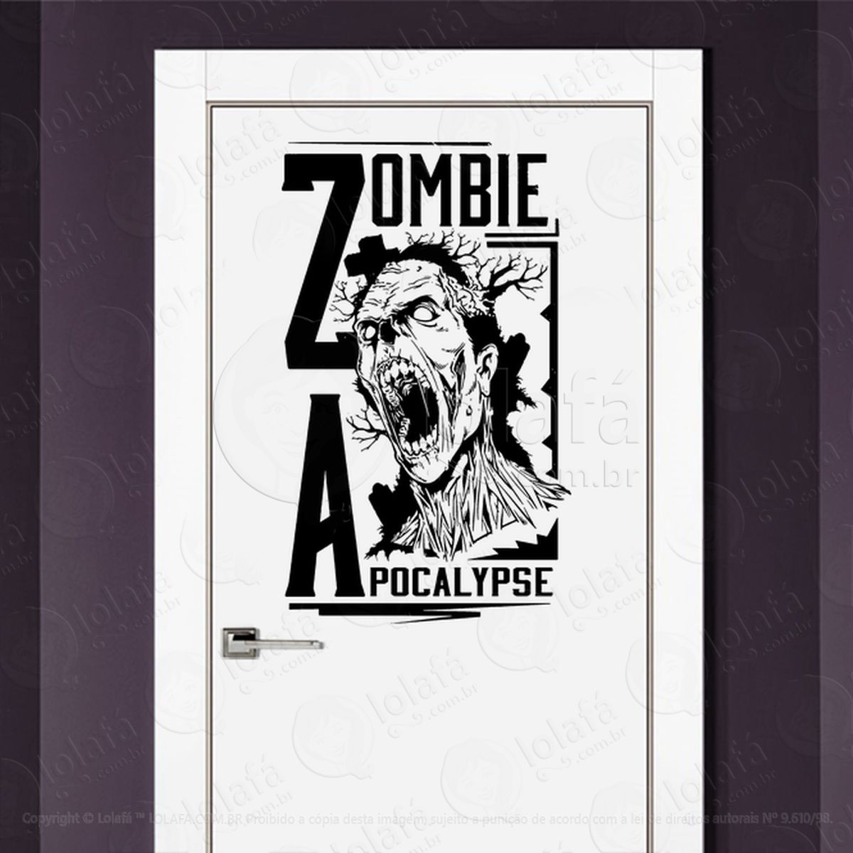 Zombie Adesivo de Parede para Quarto, Porta e Vidro Mod:1