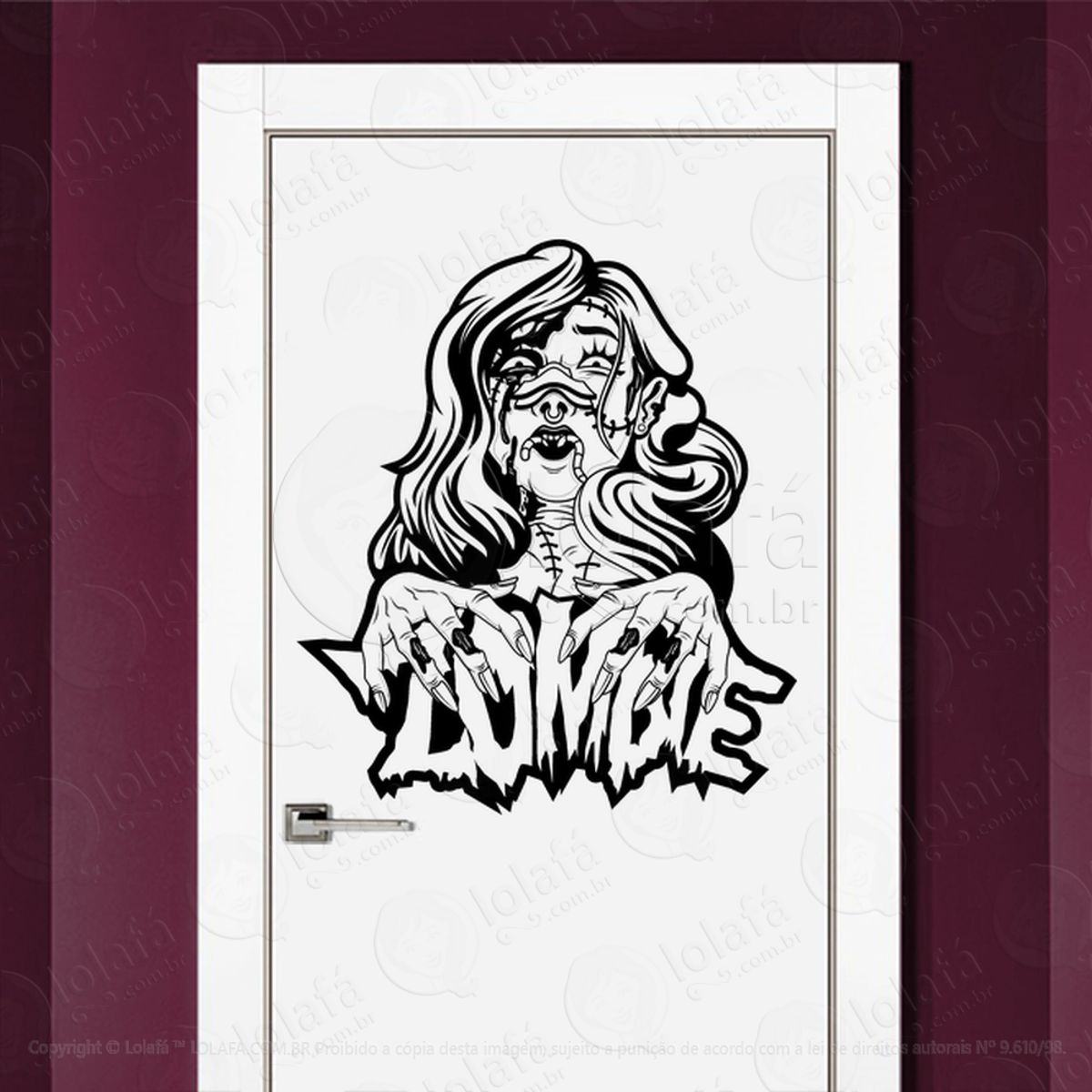Zombie Adesivo de Parede para Quarto, Porta e Vidro Mod:3