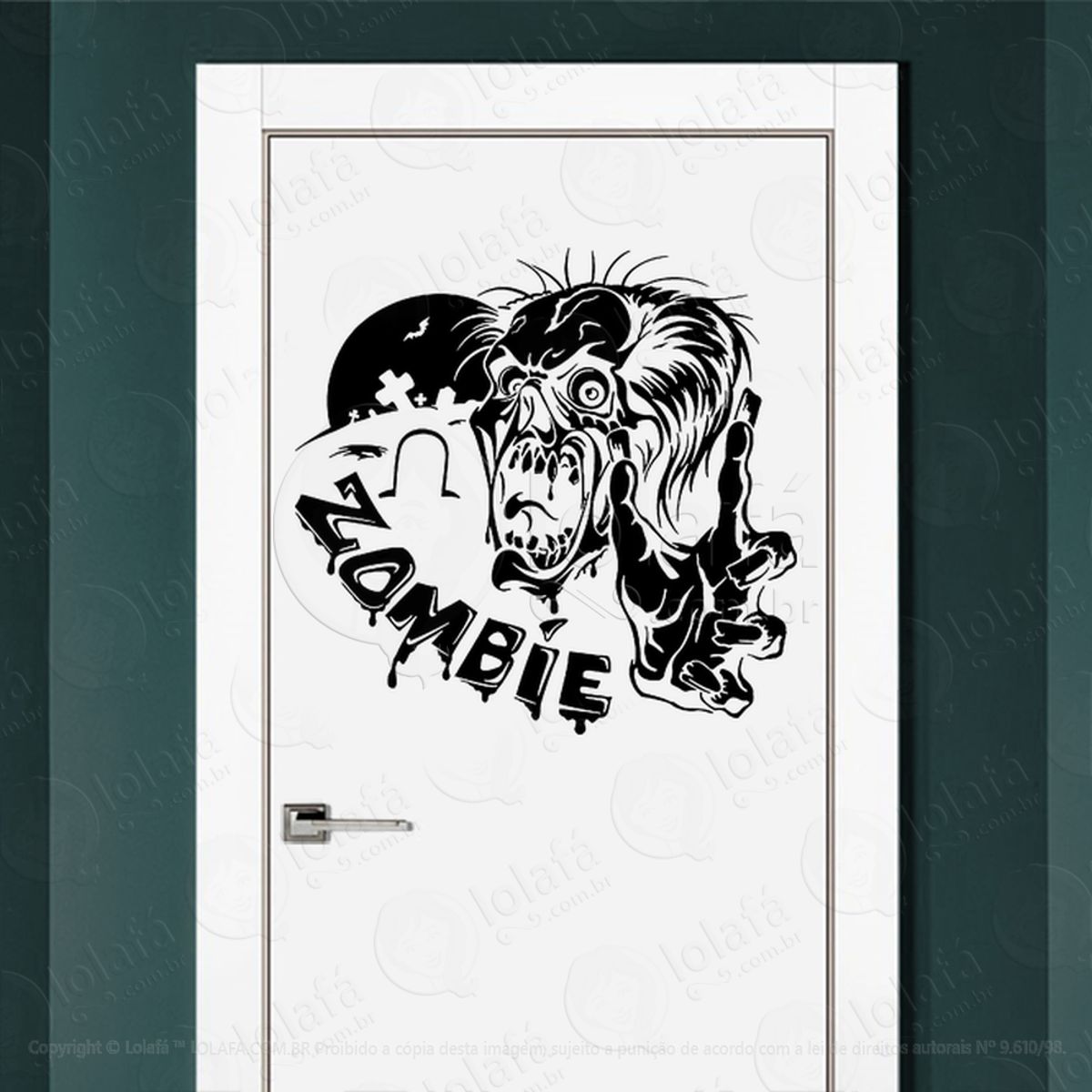 Zombie Adesivo de Parede para Quarto, Porta e Vidro Mod:7