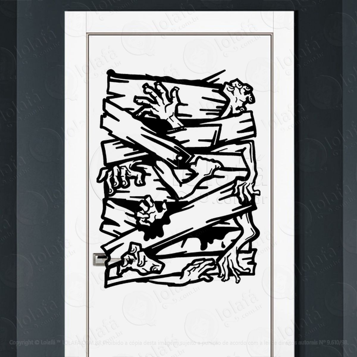 Zombie Adesivo de Parede para Quarto, Porta e Vidro Mod:11