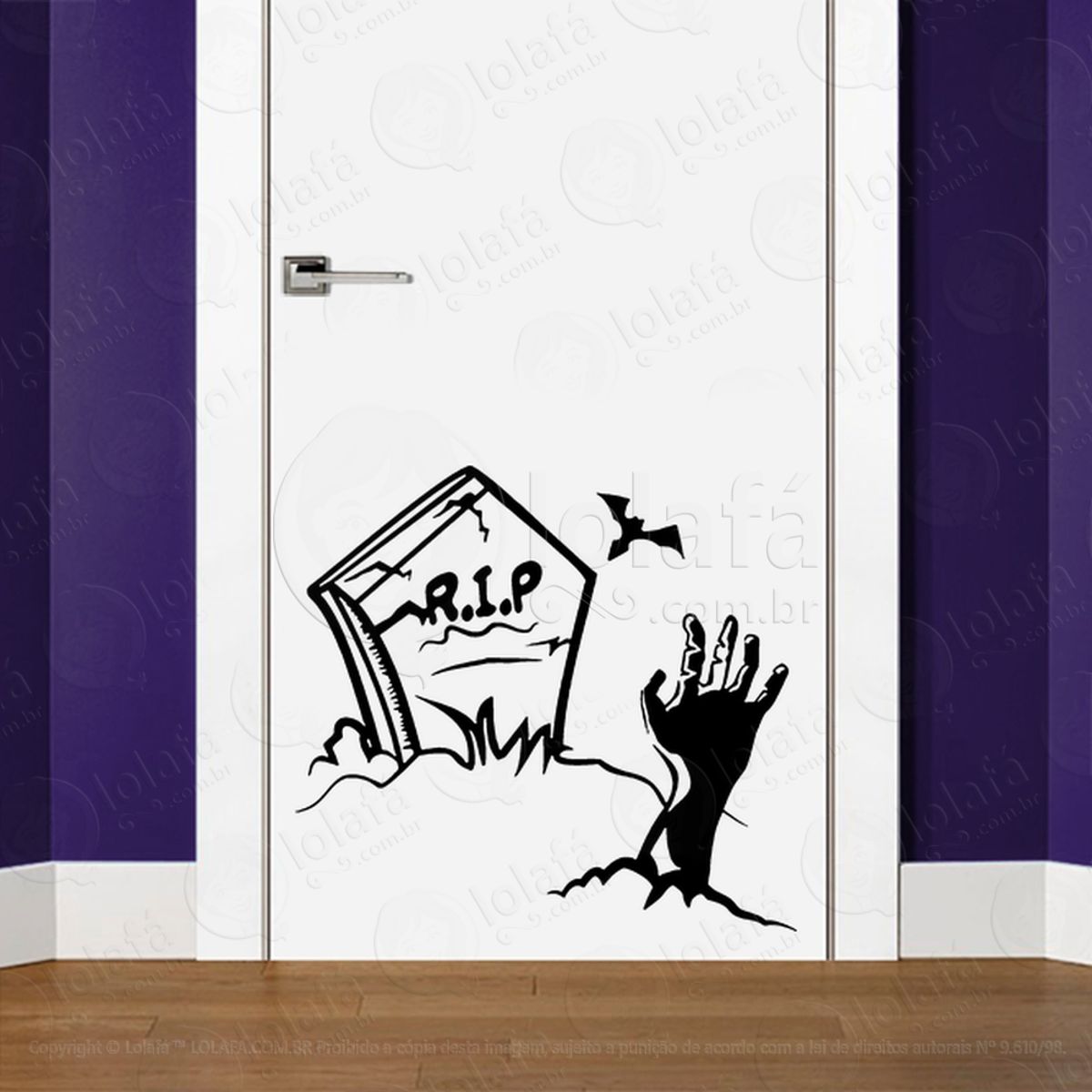 Zombie Adesivo de Parede para Quarto, Porta e Vidro Mod:14