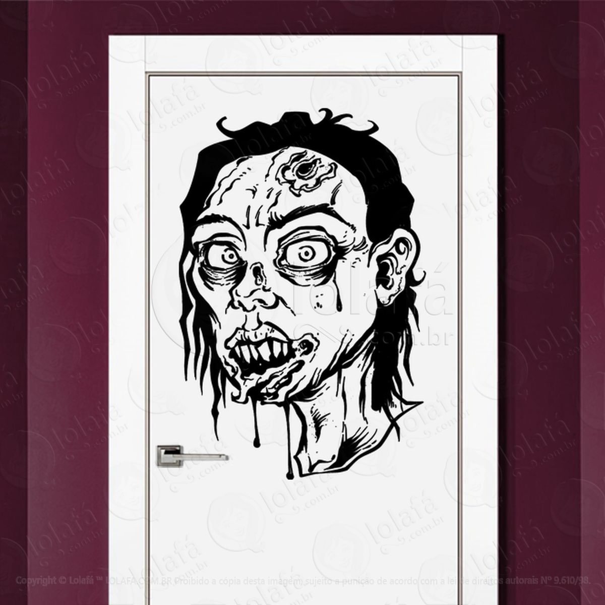 Zombie Adesivo de Parede para Quarto, Porta e Vidro Mod:16