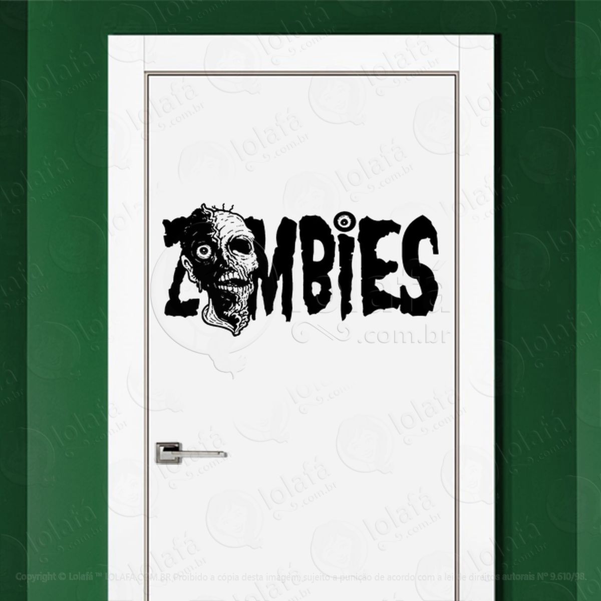 Zombie Adesivo de Parede para Quarto, Porta e Vidro Mod:23
