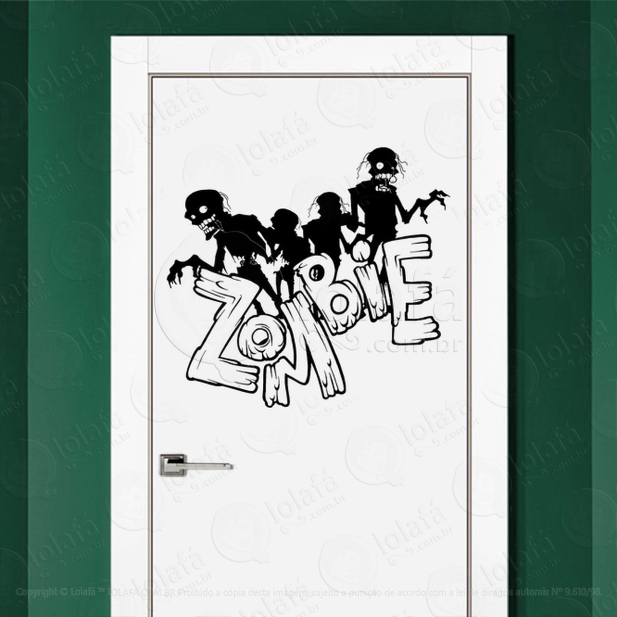 Zombie Adesivo de Parede para Quarto, Porta e Vidro Mod:26