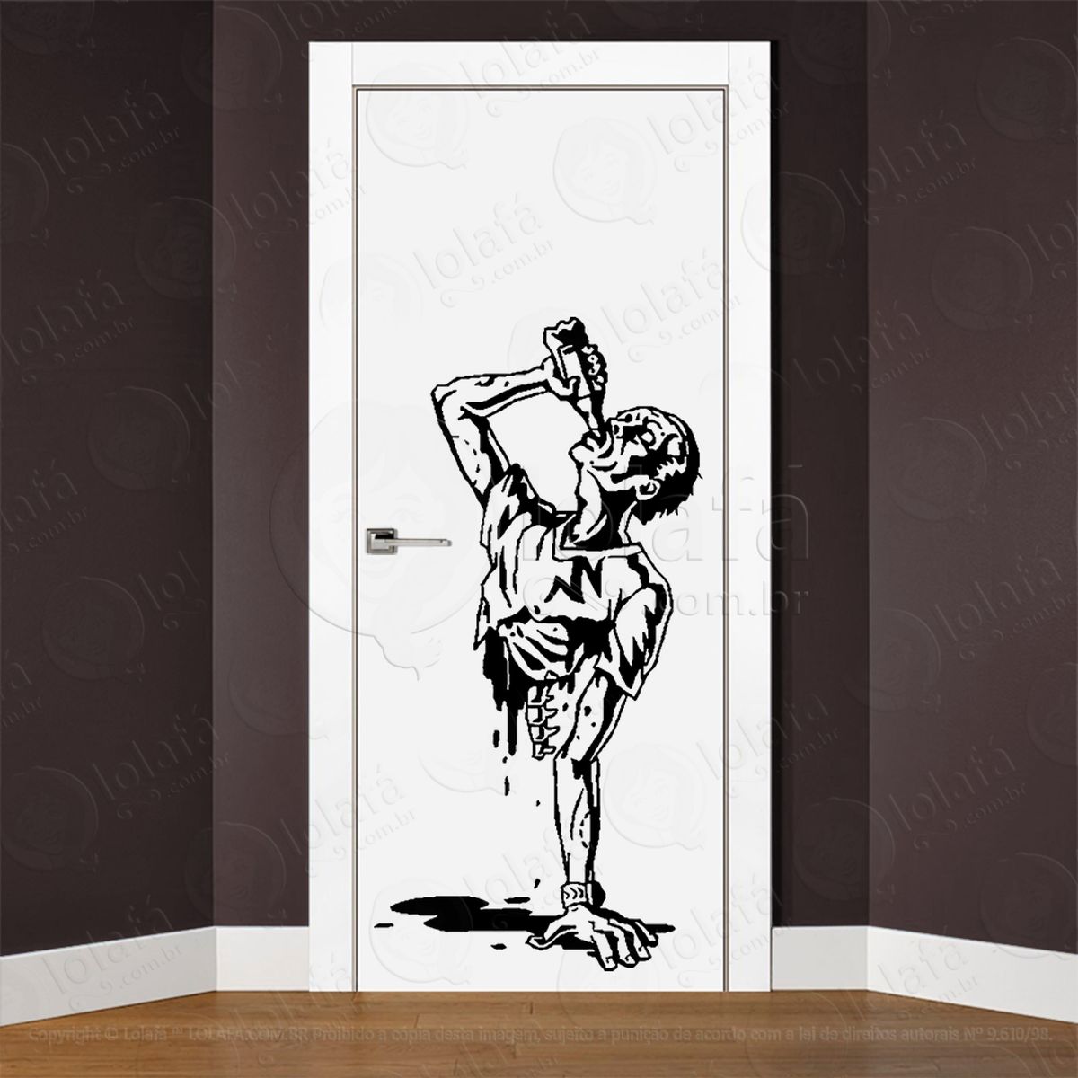 Zombie Adesivo de Parede para Quarto, Porta e Vidro Mod:27